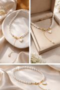 Elegant Pearl Heart Necklace